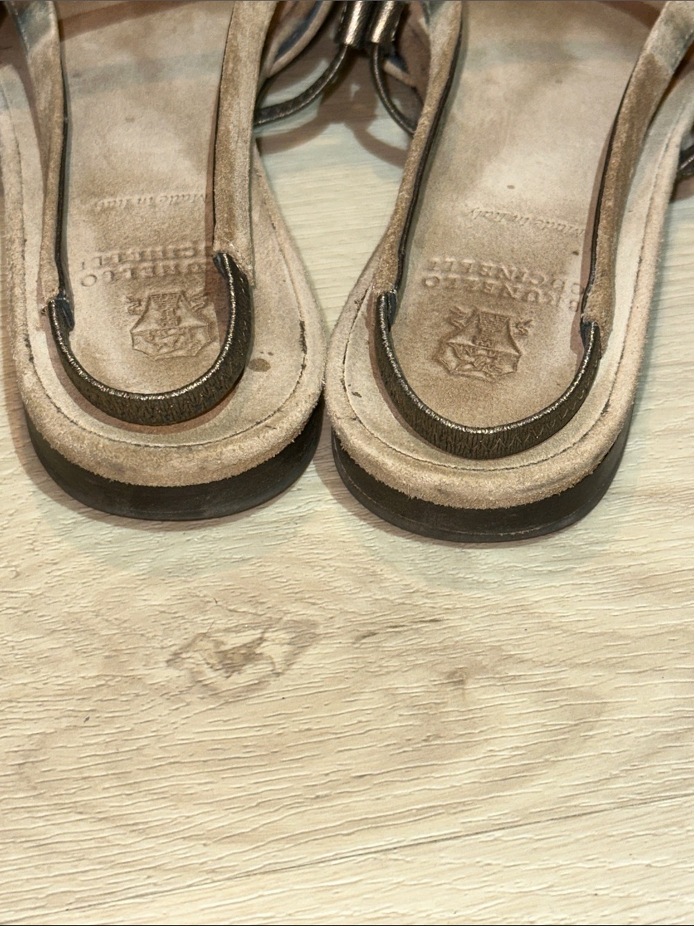Brunello Cucinelli Taupe Pointed-Toe Slingback Mules with Monili Strap - Picture 11 of 13